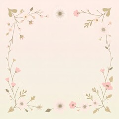 Delicate floral frames with soft pastel background and text space card
