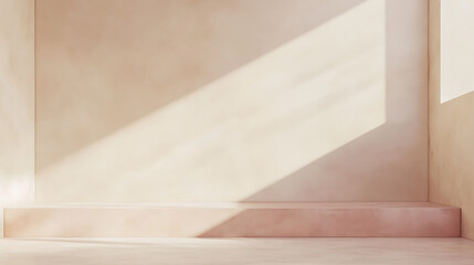 A room with a white wall and a tan floor