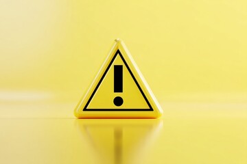 Yellow triangular warning sign with black exclamation mark, on yellow background, symbolizing alert, caution, and important notice