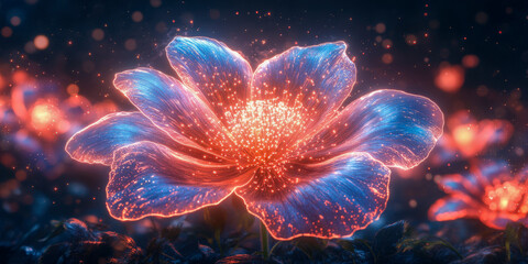 Obraz premium Vibrant single peony burst firework display illuminating the night sky with colorful sparks and bursts of light