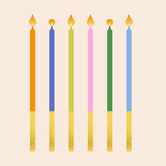 Vector illustration of birthday candles set. Good for prints, greeting card and stationery design, party invitations, and other celebratory materials. Colorful design.