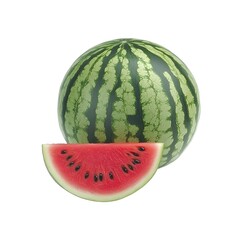 A fresh watermelon isolated on a white background.