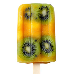 Modern Frosty Acai Mango Candy Pop with Kiwi Isolated on Transparent Background
