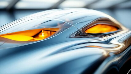 Futuristic sleek sports car with aerodynamic design and reflective metallic surface