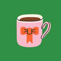 Vector illustration of a mug with a bow print.
Perfect for branding projects, prints, packaging designs, social media posts, blogs or editorial layouts focused on food & beverage content.
