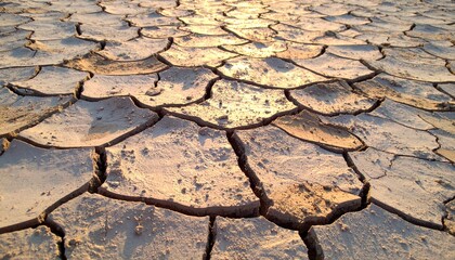 Cracked desert floor with heat shimmer