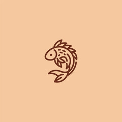 Koi fish logo in clean and fluid line art design.