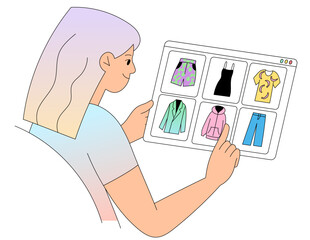 Person browsing clothing options on digital shopping platform