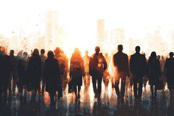 City crowd moving forward