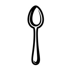 Fototapeta premium Minimal spoon icon in black silhouette style concept of menu interface culinary design and restaurant symbol
