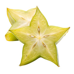Fototapeta premium Starfruit slice showing star shape on white background 