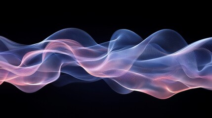 Abstract design of flowing, translucent ribbons against a dark background.