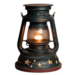 "Old-fashioned camping lantern with stars"