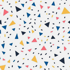 Memphis colorful style seamless pattern. Creative minimalist style art background for children or trendy design with basic shapes. Simple childish scribble backdrop white background