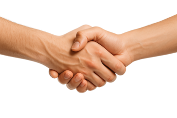 handshake between two business man on a white background PNG file, Close-up image of a firm handshake
