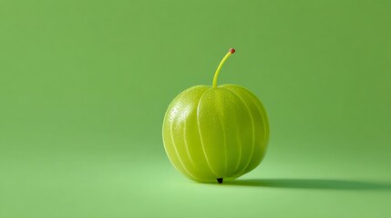 Green gooseberry on green background, showcasing freshness and natural simplicity.  Clean, minimalist aesthetic ideal for food, health, or nature themes.
