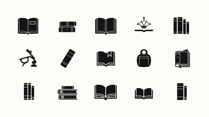 Book line icons set simple black silhouette vector isolated on white background  -  