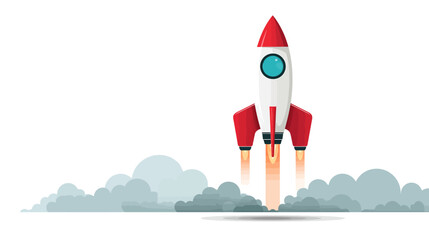 Business startup rocket concept simple vector on white background  -  