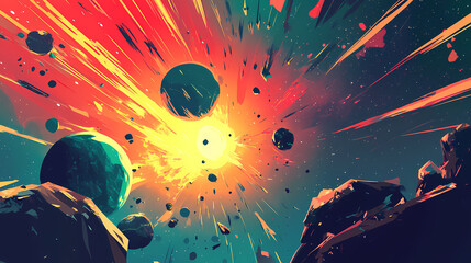 In the depths of space galactic explosion and the disruption of neon energy fields. [Solar Echoes] | Solar Sonics | humming flare. Illustration