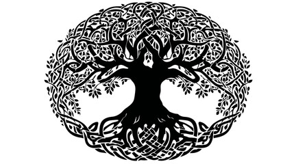 Fototapeta premium Celtic tree of life simple silhouette vector isolated on white background - 