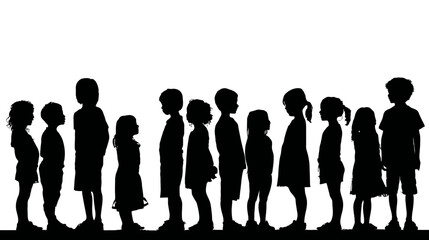 Children silhouettes simple black silhouette vector isolated on white background  -  