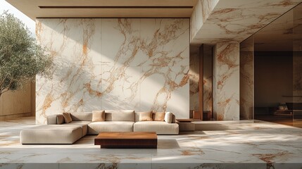 Modern, luxurious interior living space with neutral tones.