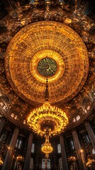 Obraz premium Magnificent Golden Dome and Chandelier Interior