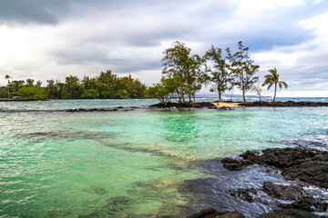 Beautiful view of the ocean from the Carlsmith Beach Park, Hawaii