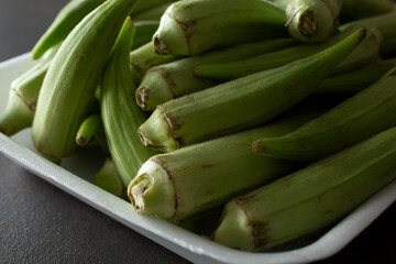 A closeup view of a pile of okra.