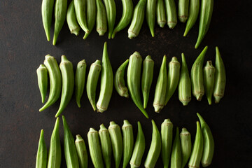 A top down view of a layer of okra.