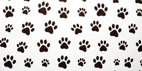 Obraz premium Seamless vector pattern of adorable cat paw prints on a white background Ideal for various design applications, style, web