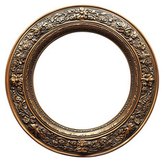 Brass Memorial Frame with Floral Design Isolated on Transparent Background