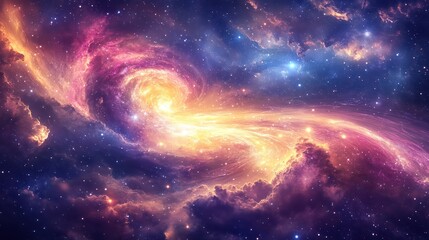 Fototapeta premium Cosmic nebula swirls in vibrant colors