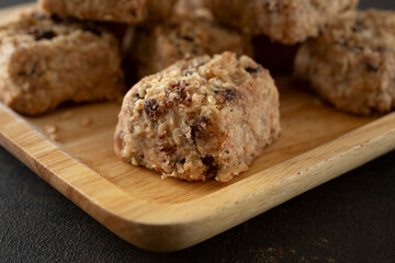 A view of an oatmeal chocolate bite.
