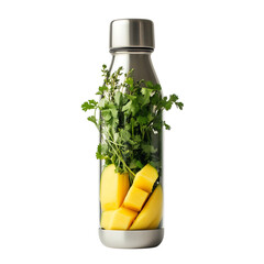 Mango Cilantro Thyme Glass Bottle Isolated on Transparent Background