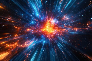 Fototapeta premium Cosmic explosion, vibrant energy radiating outwards