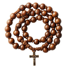 A Set of Prayer Beads with a Cross Pendant Cap Isolated on Transparent Background