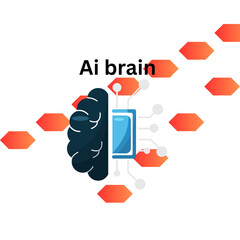 This is design with Ai brain word and gradient background