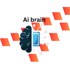 This is design with Ai brain word and gradient background