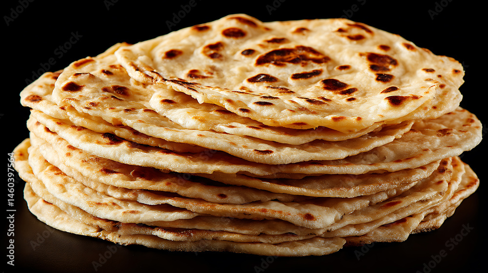 Poster stack of indian roti or chapati isolated
