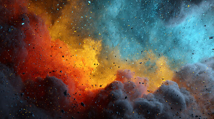 Obraz premium Space nebula, 4k colorful abstract background image, 3d illustration, 3d render space, surreal explosion, colorful stars and asteroids particles, surreal nebulae