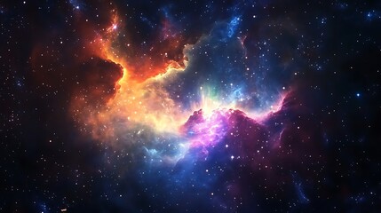 Fototapeta premium Colorful celestial nebula in deep space with vibrant hues.