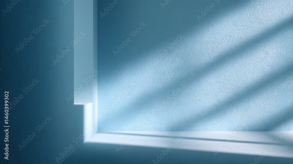 Leinwandbilder minimalistic abstract light blue background with shadow and light from windows, product presentation