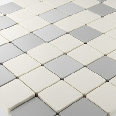 Naklejka premium Gray and White Diamond Pattern Tiles with Geometric Details