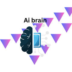 This is design with Ai brain word and gradient background