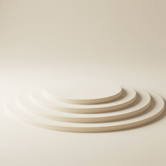 Obraz premium Minimalist Cream Circular Layers on Light Background