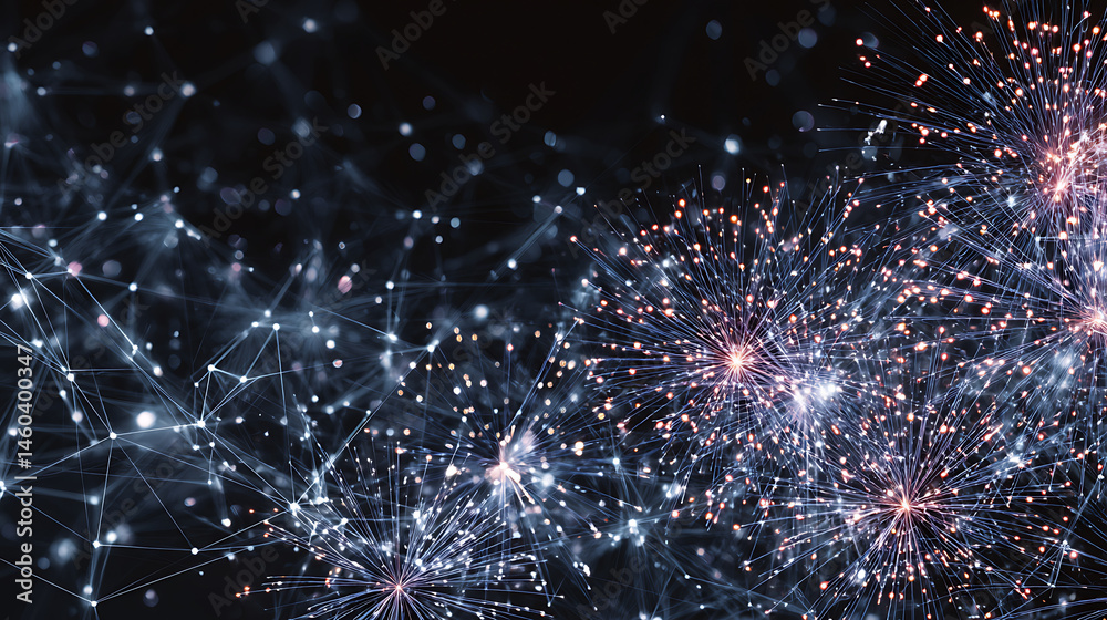 Poster interconnected blockchain, a year of resilience and breakthroughs, fireworks, annual report