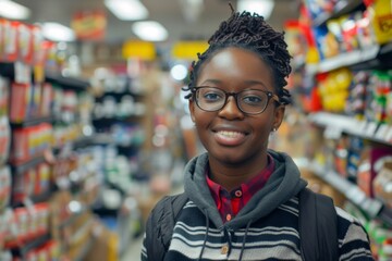 Young adult african american female retail sales associate