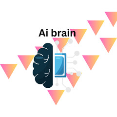 This is design with Ai brain word and gradient background