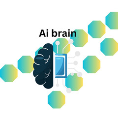 This is design with Ai brain word and gradient background